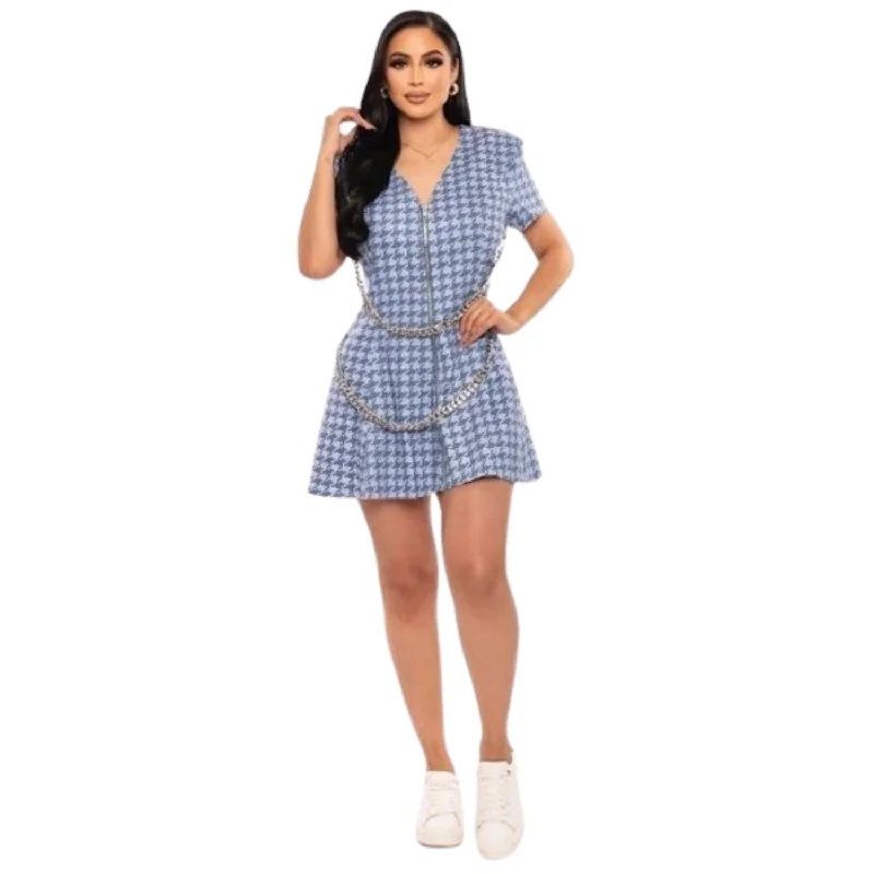 Houndstooth Chain-belt Dress Corset unclassified dresses