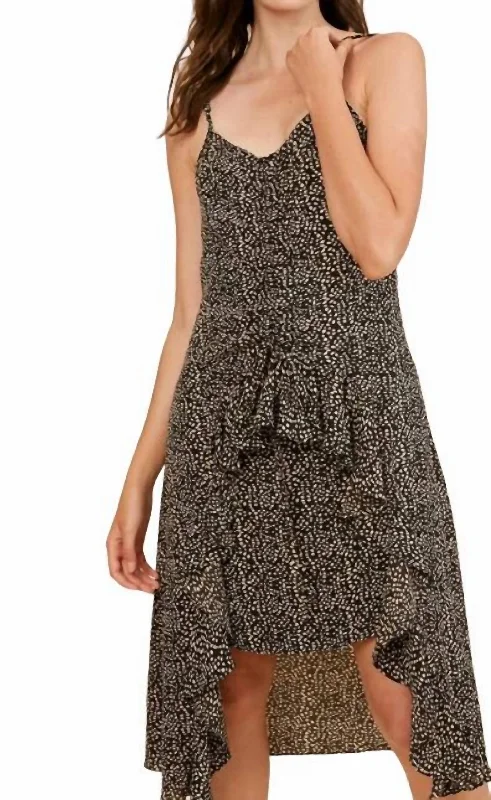 Ibiza Leopard Print Sundress In Black Dark color unclassified dresses