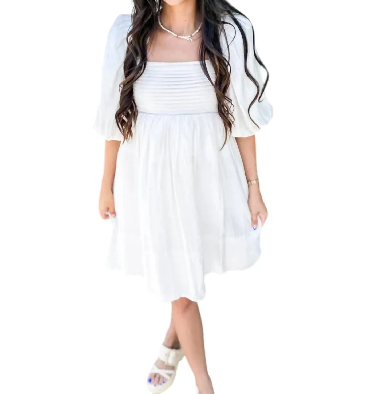 Jess Babydoll Dress In White Bright color unclassified dresses