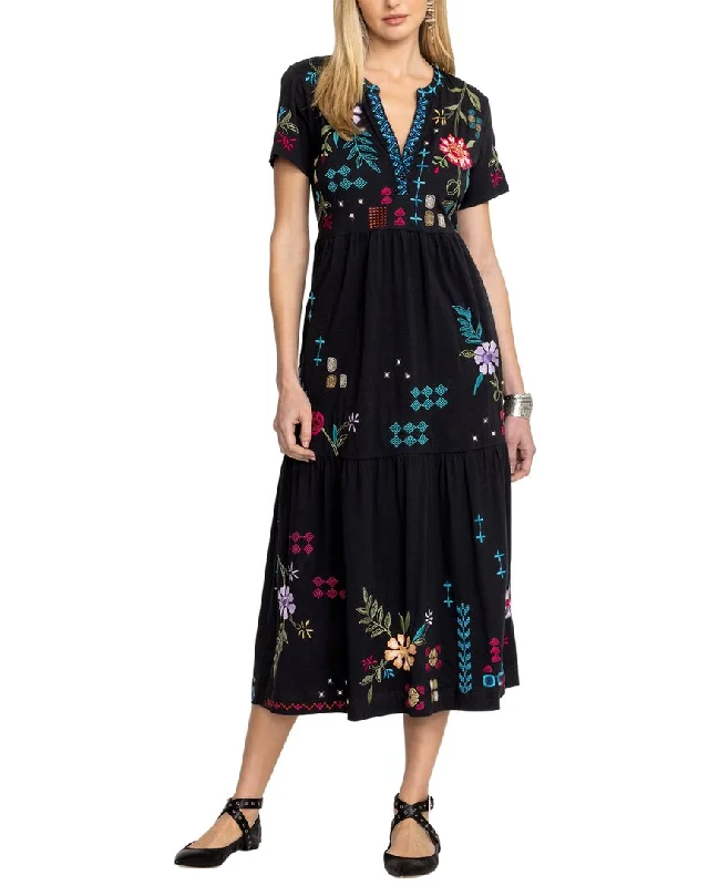 Johnny Was Katie Henley Tiered Knit Dress Floral unclassified dresses