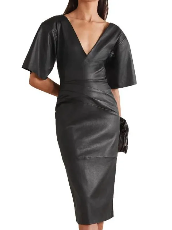 Lamb Leather Power Dress In Black Bodycon unclassified dresses