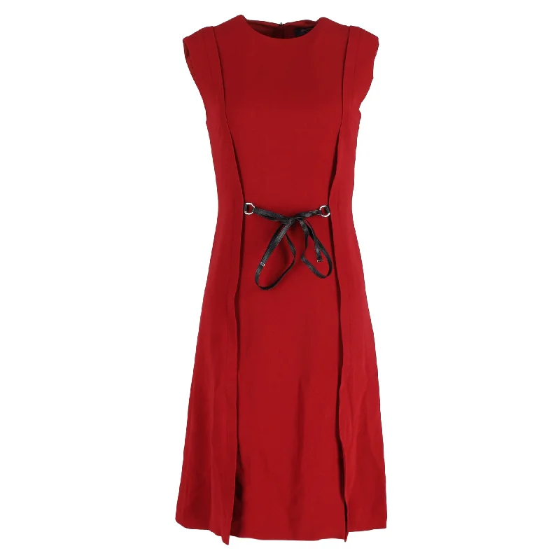 Louis Vuitton Crew Neck Knee-Length Dress in Red Acetate Long unclassified dresses