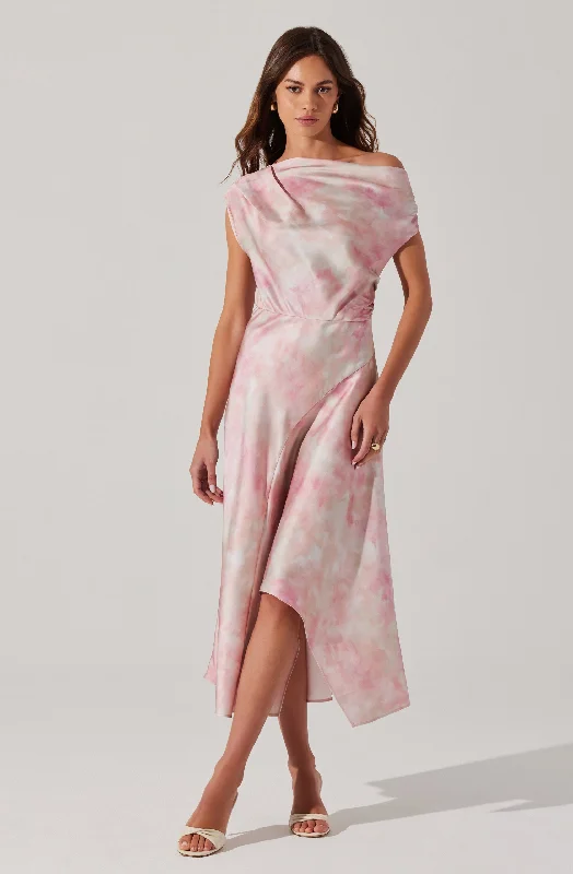 Mairyn Tie Dye Satin Dress Pastel unclassified dresses