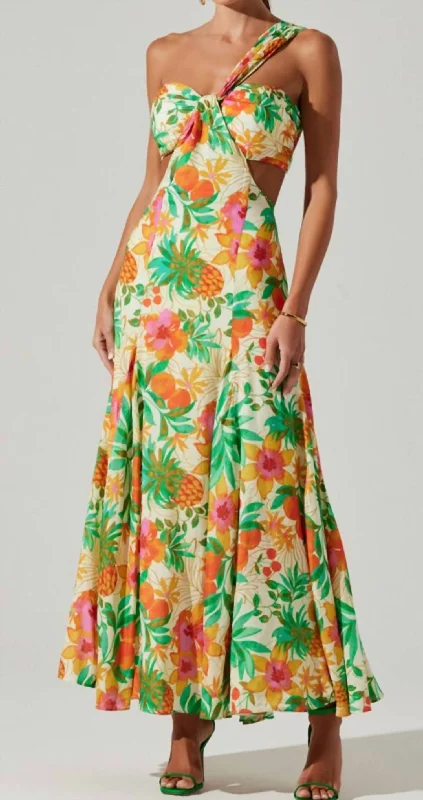 Mezcal Dress In Orange Green Print Designer unclassified dresses