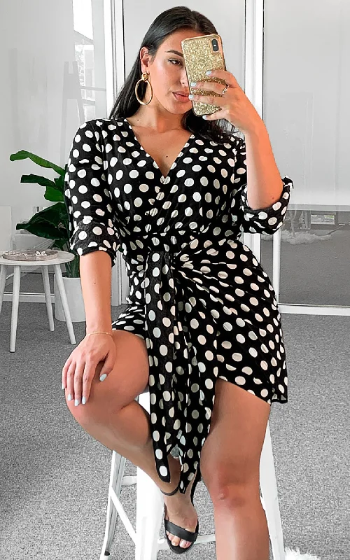 Mykonos Dress - Black Polka Discounted unclassified dresses