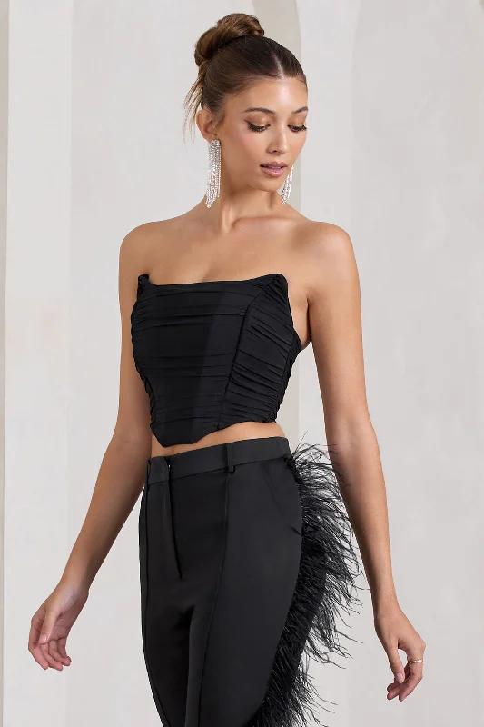 Obsessed | Black Bandeau Mesh Corset Style Crop Top Budget-friendly unclassified dresses