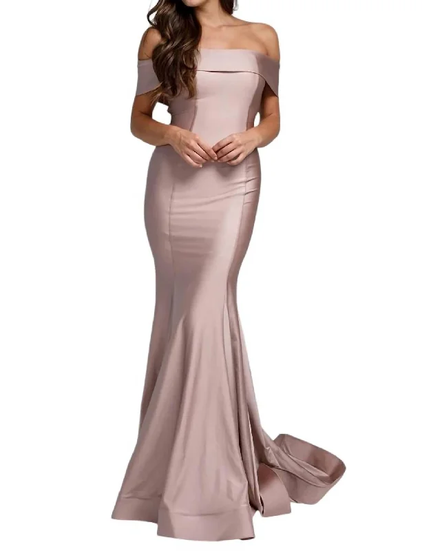 Off Shoulder Mermaid Dress In Dusty Rose Best-selling unclassified dresses