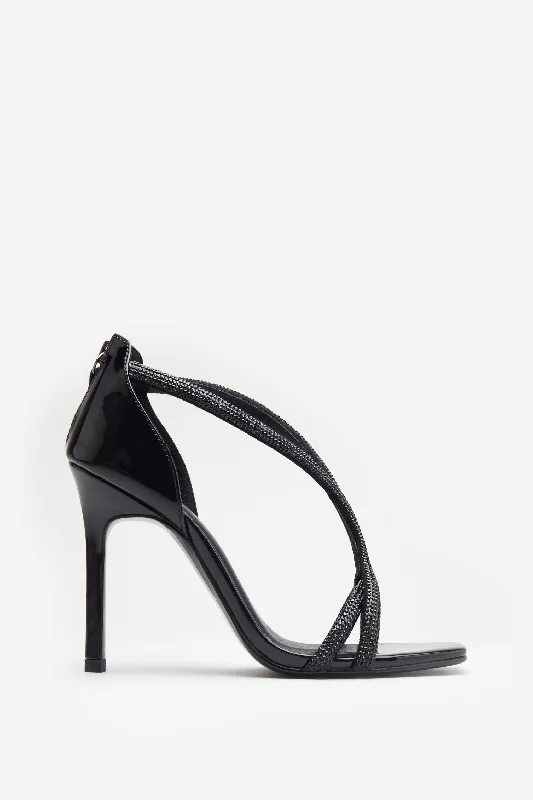 Pluto | Black Patent Diamante Heeled Sandals Wedding guest unclassified dresses