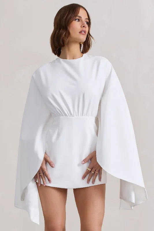 Presley | White Backless Skort Playsuit With Cape Stylish unclassified dresses