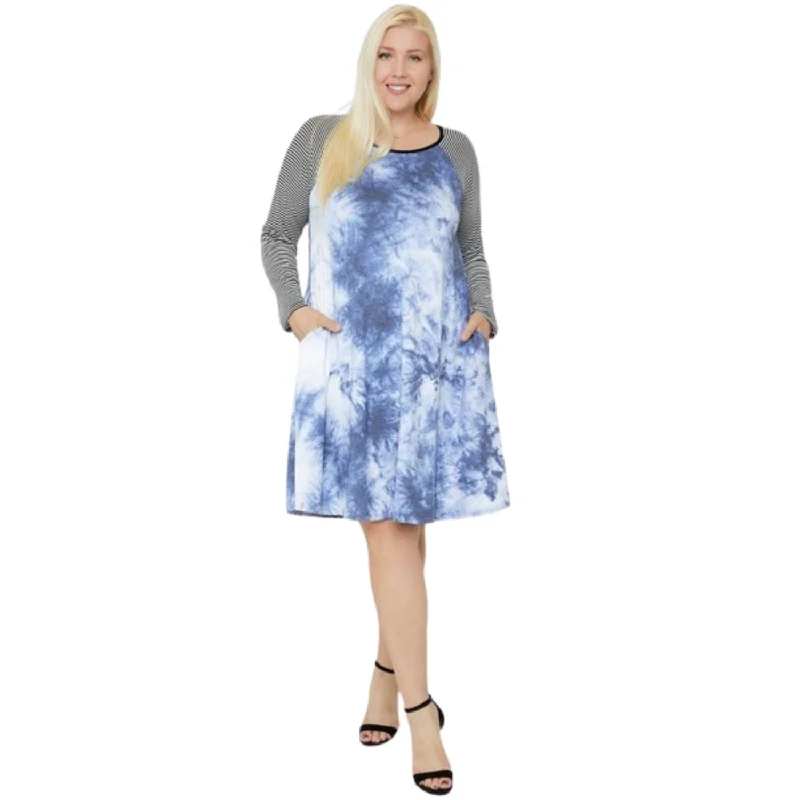 Round Neck Tie Dye Dress Stretchy unclassified dresses