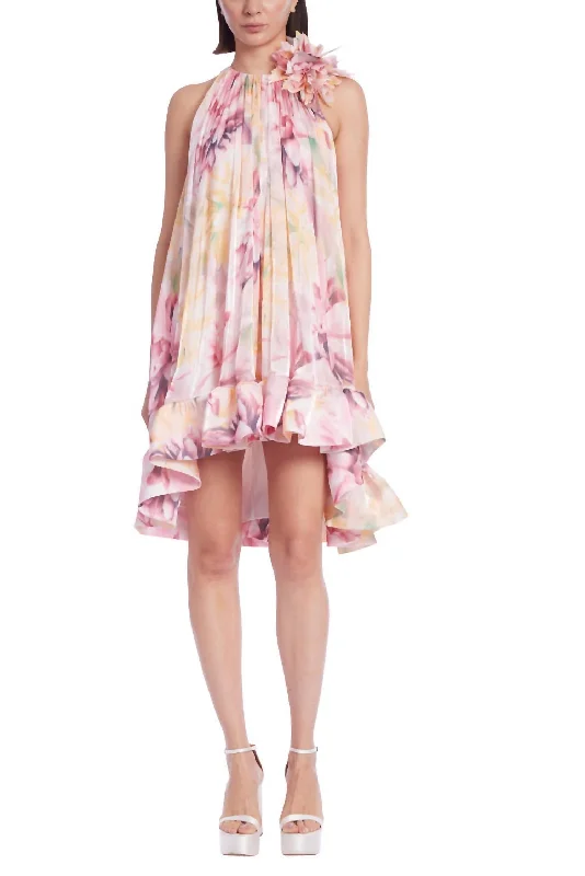 Ruffle Hem Swing Dress In Pink Multi Petite unclassified dresses