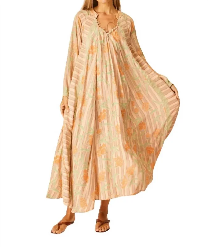 Silk Print Fiore Dress In Chamomile Apricot Stretchy unclassified dresses