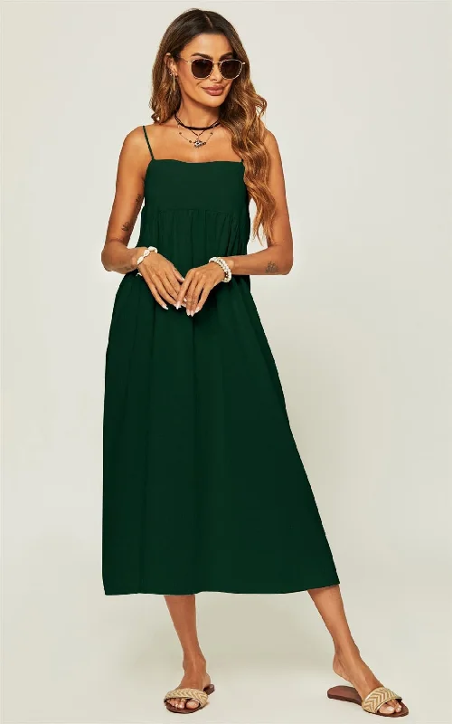 Slip Dress In Dark Green Velvet unclassified dresses