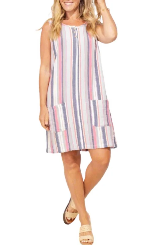 Stripe Beachfront Dress In Watermelon Silk unclassified dresses