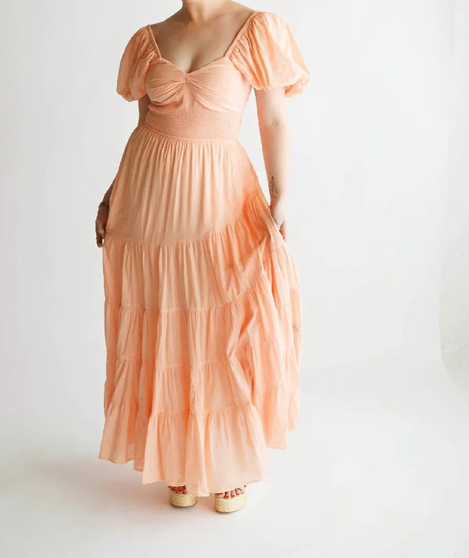 Sundrenched Dress In Almost Apricot Mesh unclassified dresses