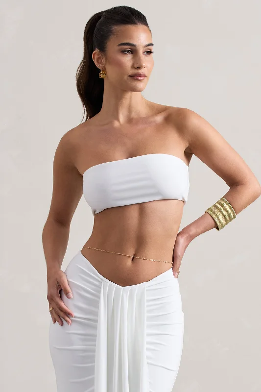 Vada | White Bandeau Crop Top Fashionable unclassified dresses