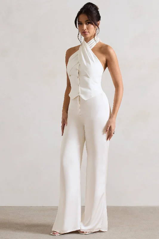 Your Way | Cream Satin Wide-Leg Trousers Fall unclassified dresses