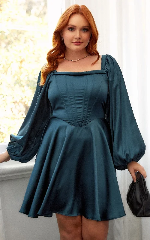 Yureka Dress - Dark Teal Satin unclassified dresses